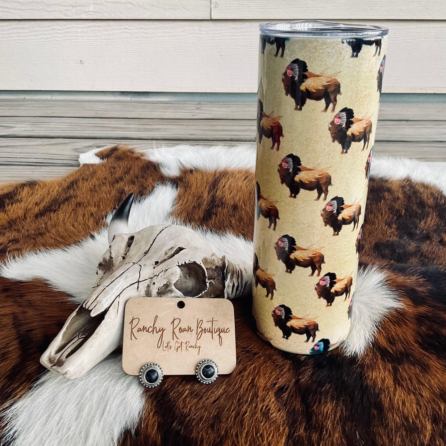 Glitter Buffalo Western 20oz Skinny Tumbler