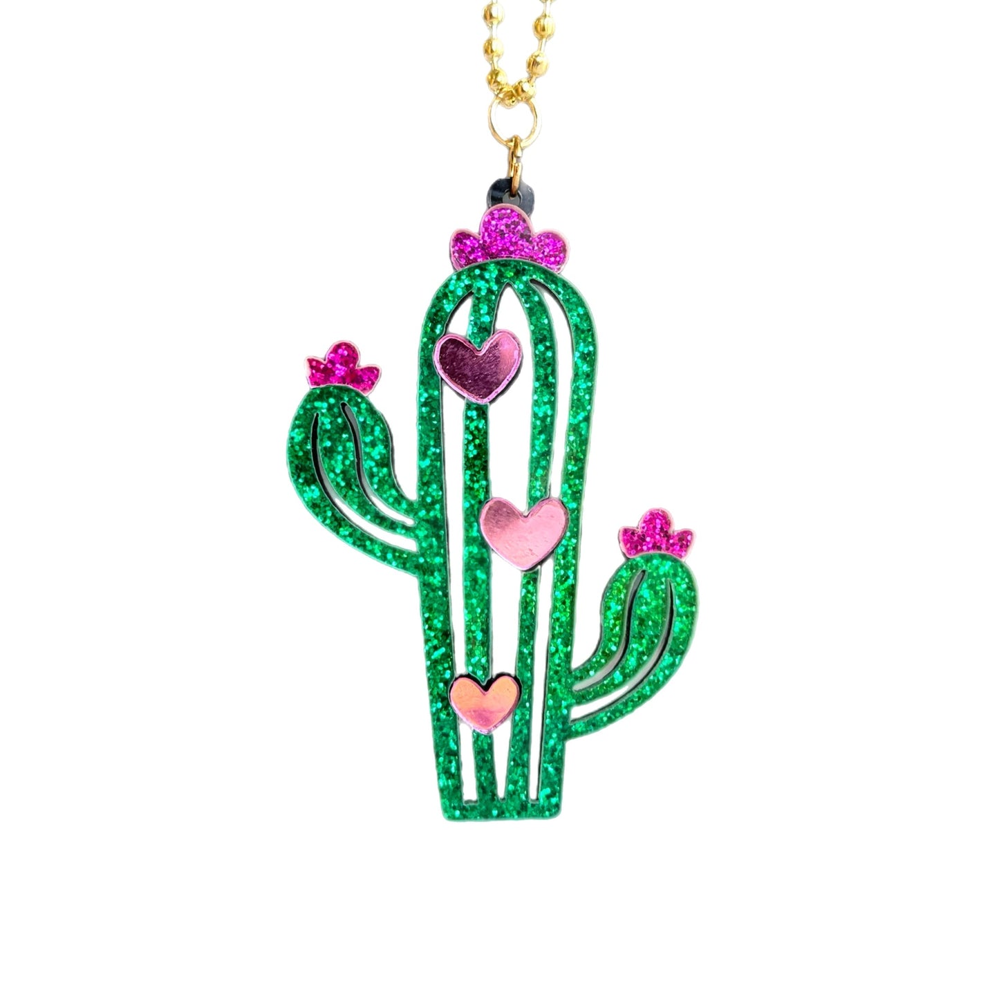 Sparkly Cactus Charm - Tumbler Handle Charm