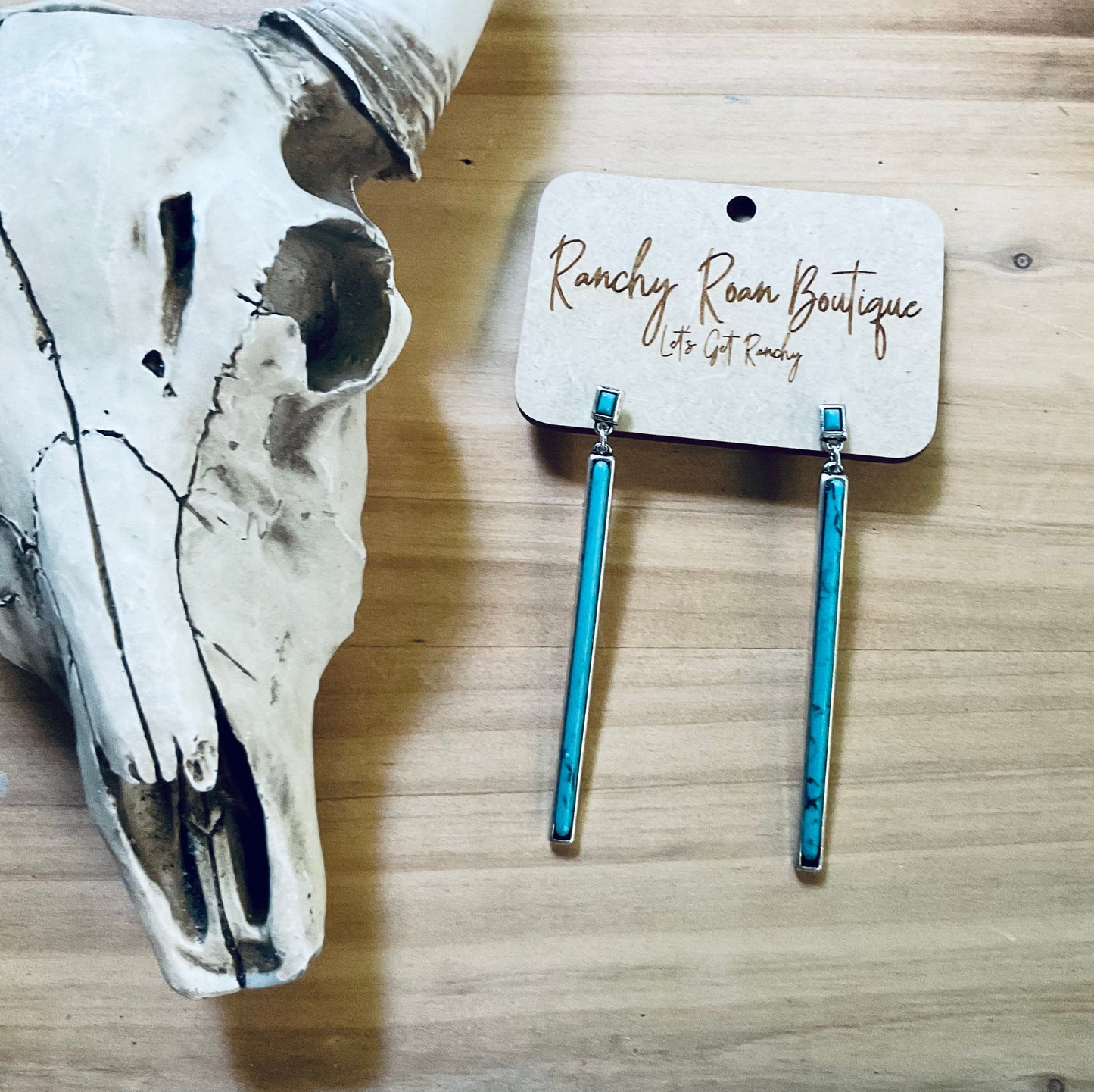 Stone Bar Drop Stud Earrings