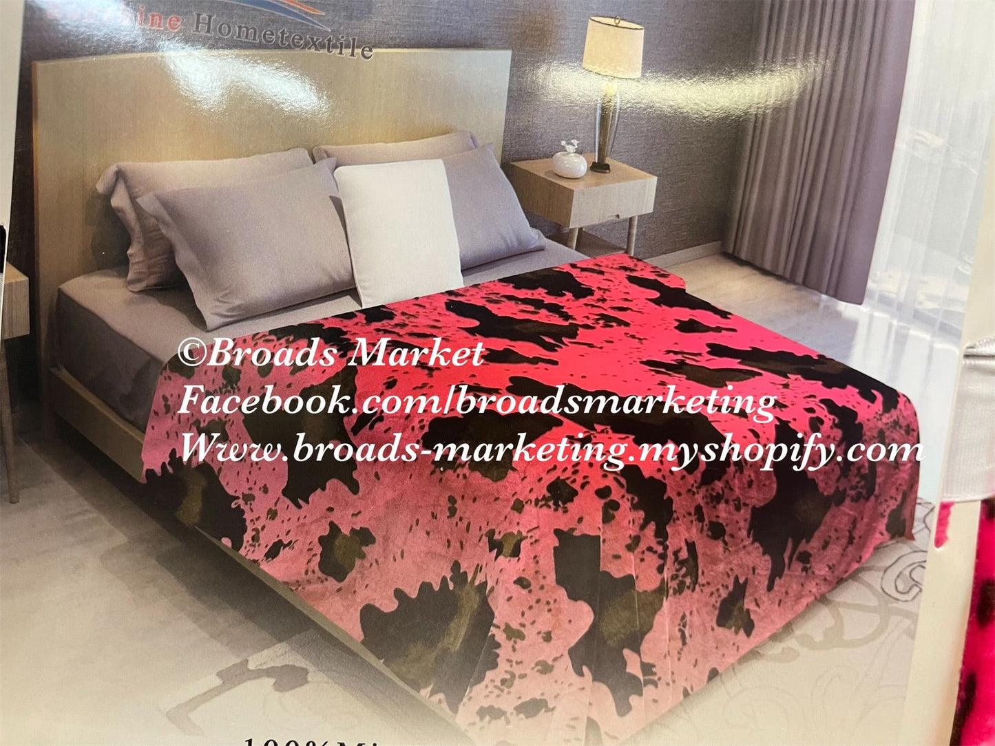 Hot Pink Cow Super Plush King Blanket