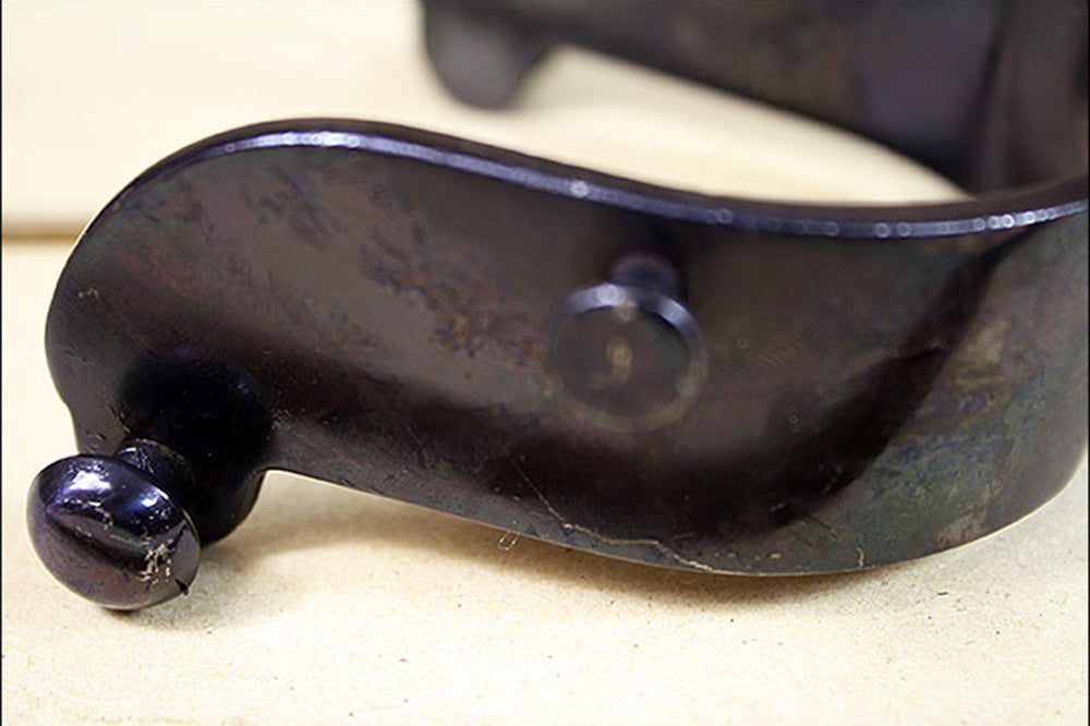 Hilason Black Steel Men Rodeo Spurs 5 Points Notched Rowels