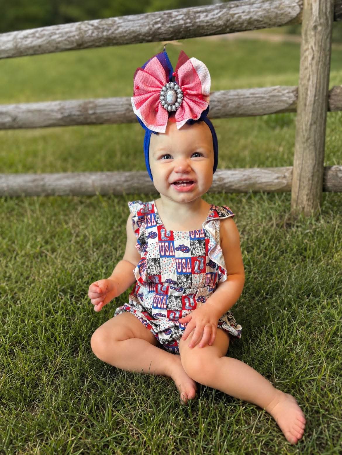 Western USA Ruffle Bamboo Romper (FINAL SALE)
