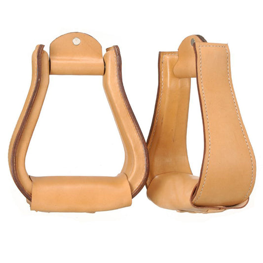Tough1 Western Horse Saddle Smooth Genuine Leather Covered Stirrups Light Oil Tan