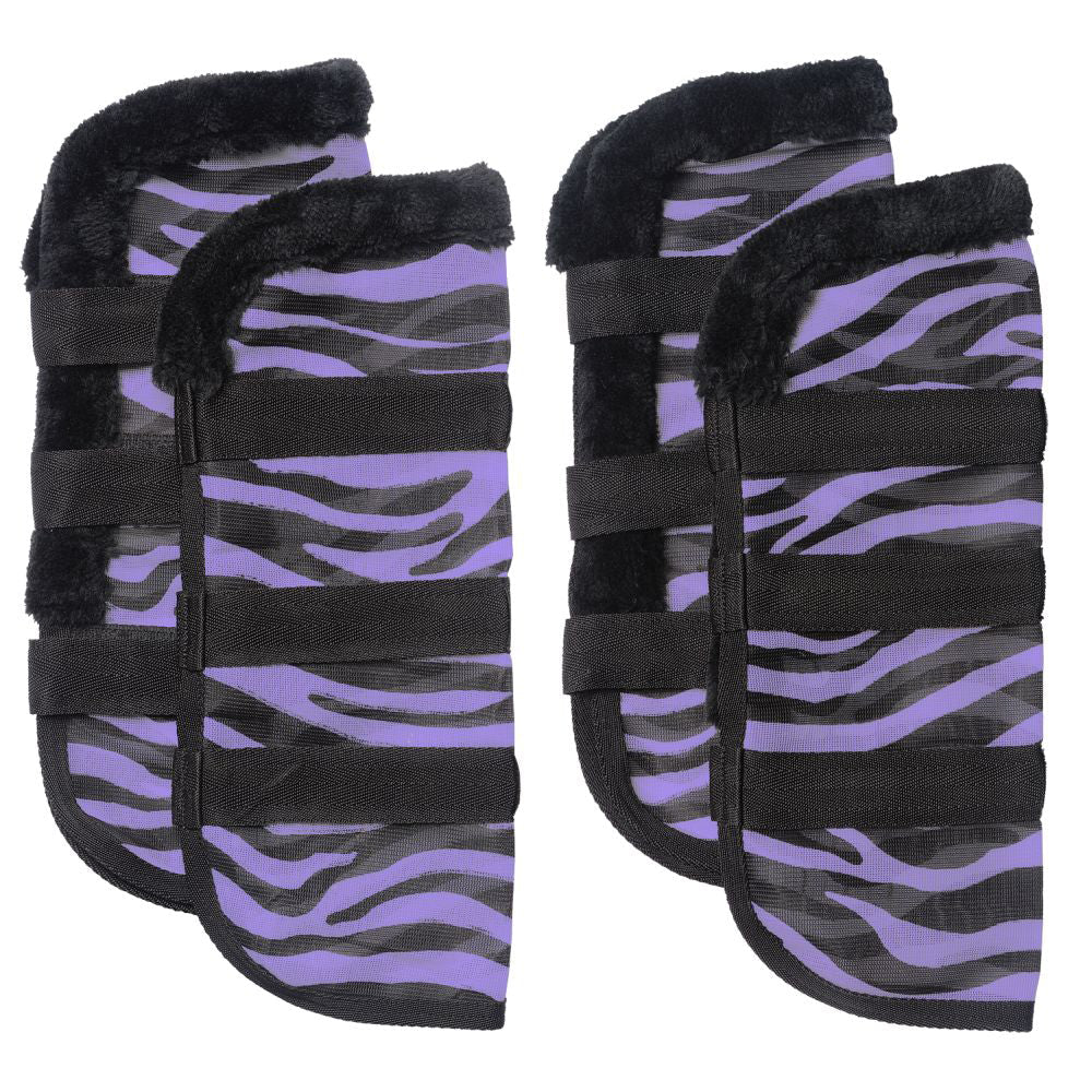 Tough-1 Purple Zebra Pattern Mesh Fly Horse Boots Set Of 4 Tack Western