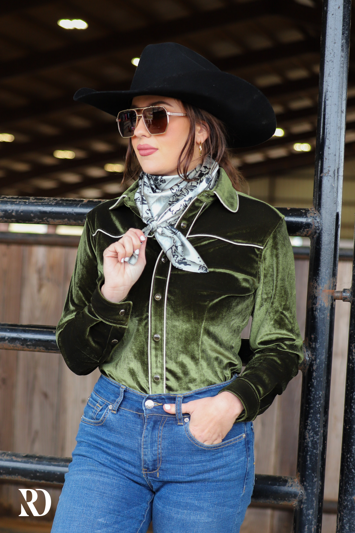 Olive Velvet Western Rodeo Shirt Engineered For Lightweight Day Comfort And Durability