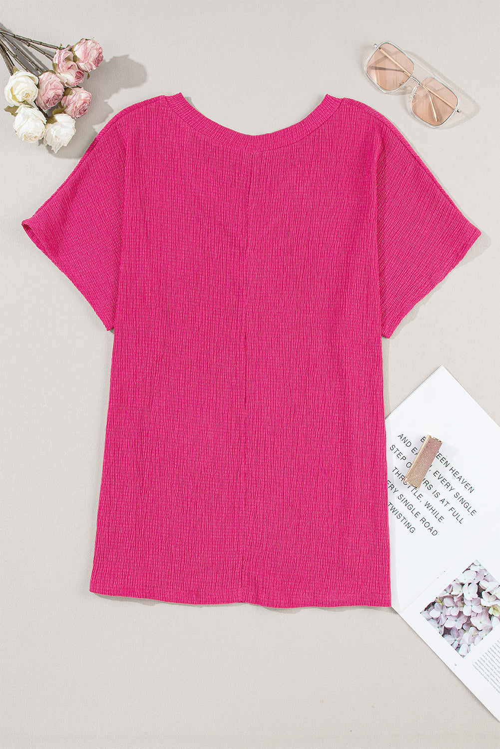 Crinkled V Neck Tee