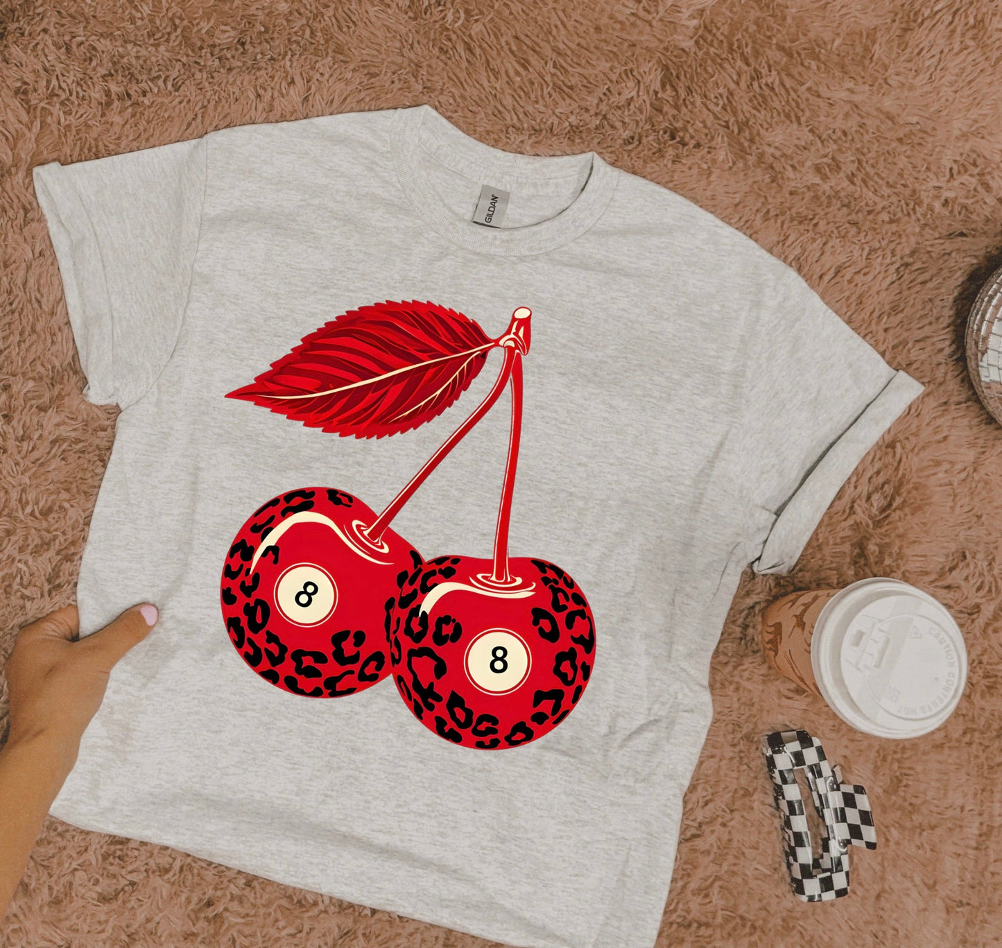 Leopard Cherries TEE or CREWNECK