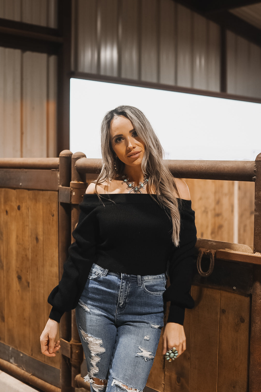 The Off Shoulder Sweater Top - small