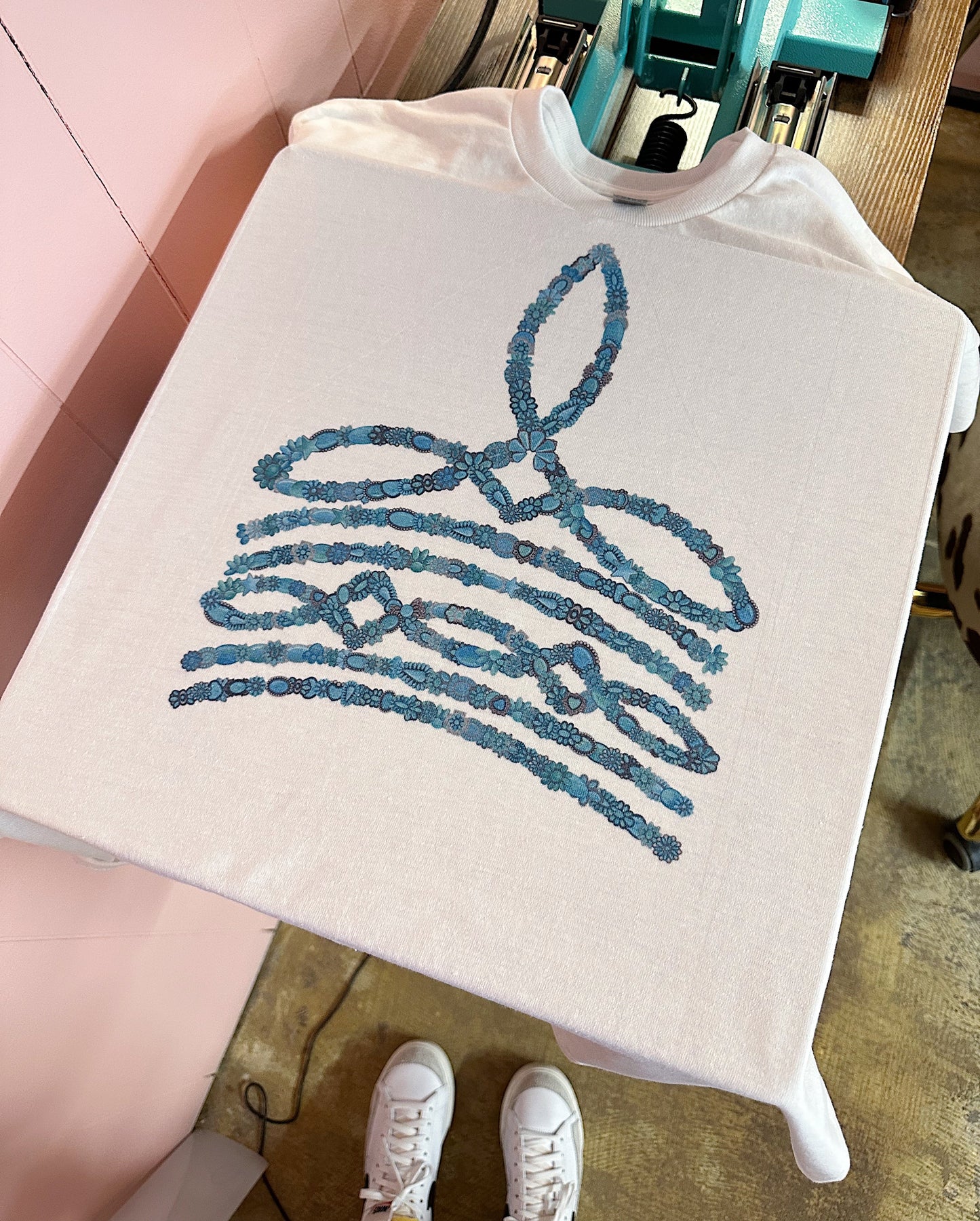 Turquoise Boot Stitch TEE or CREWNECK