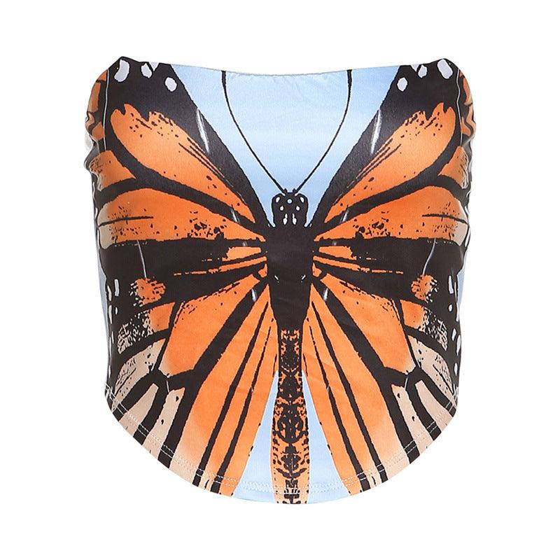 Wildflower Butterfly Print Cropped Vest | Cowgirl Style Butterfly Top