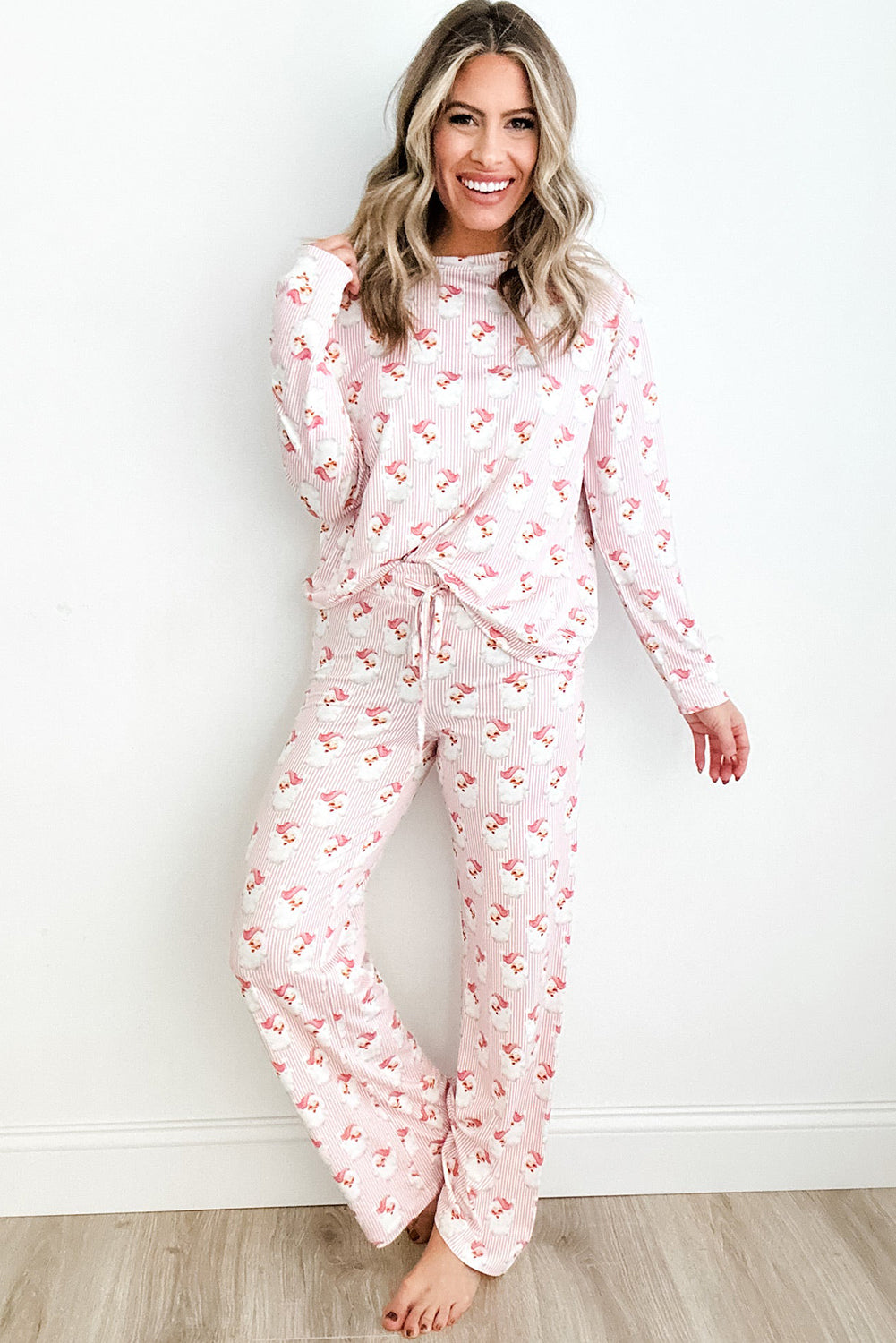 Pink Santa Claus Two Piece Pajamas