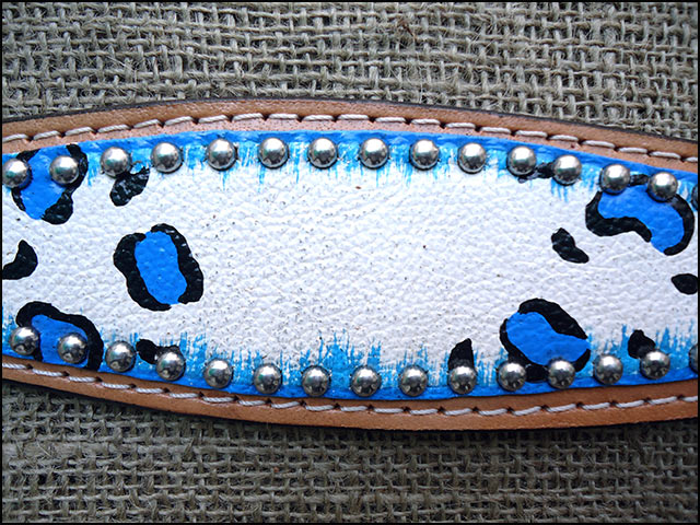 HILASON Western Horse Leather Headstall & Breast Collar Set Turquoise Leopard