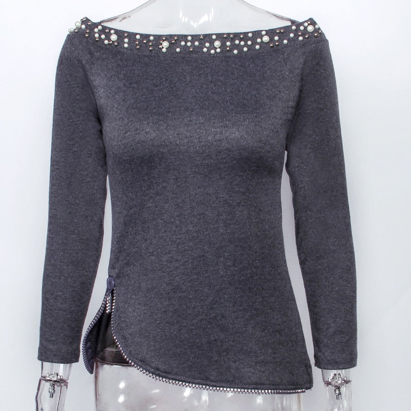 Off Shoulder Beading Detail Blouse