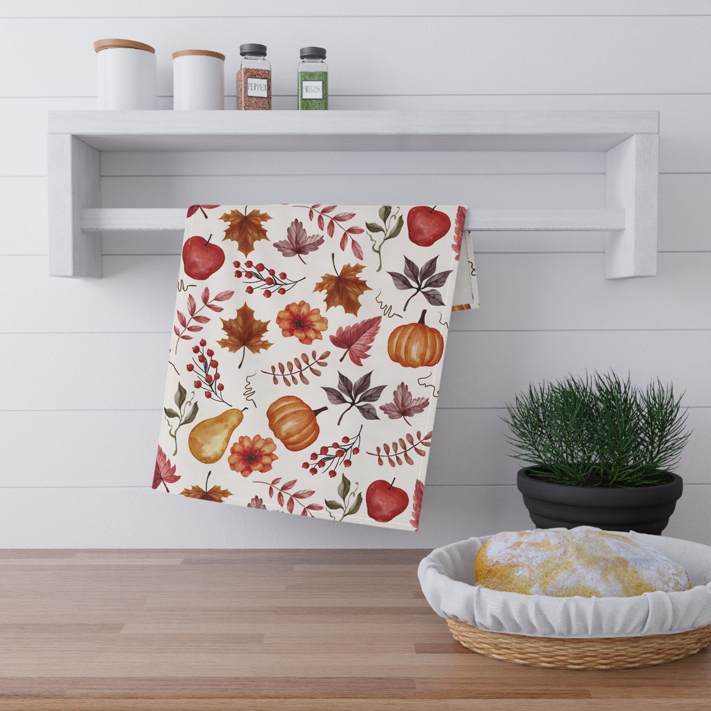 Autumn Floral Tea Towels, Fall Kitchen Decor, Harvest Home Accessories, Thanksgiving Gift, Cozy Kitchen Textile