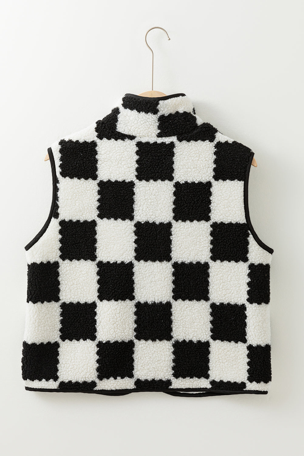 Black Checkered Sherpa Vest
