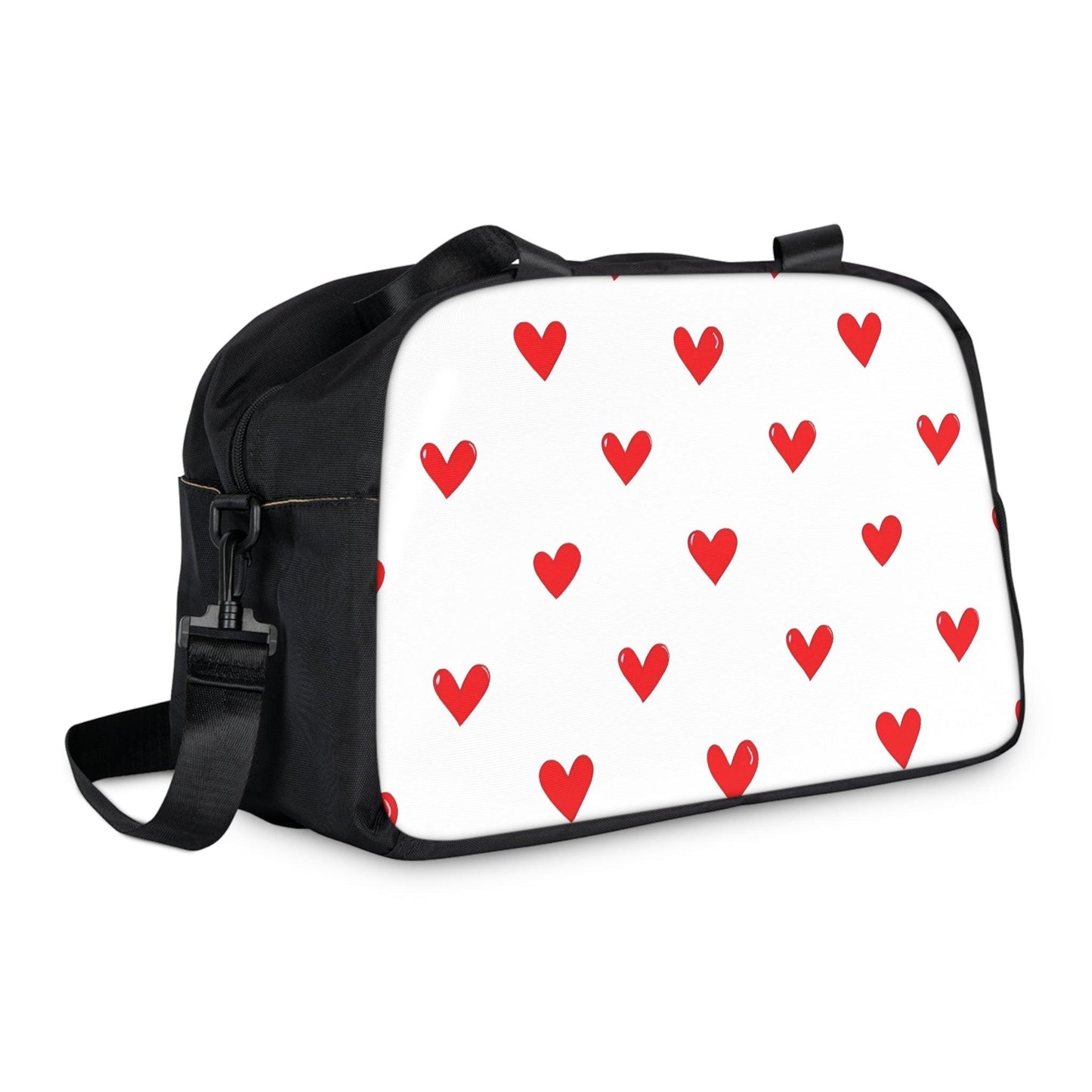 Fall in Love with Fitness Womens White Heart Print Fitness Handbag