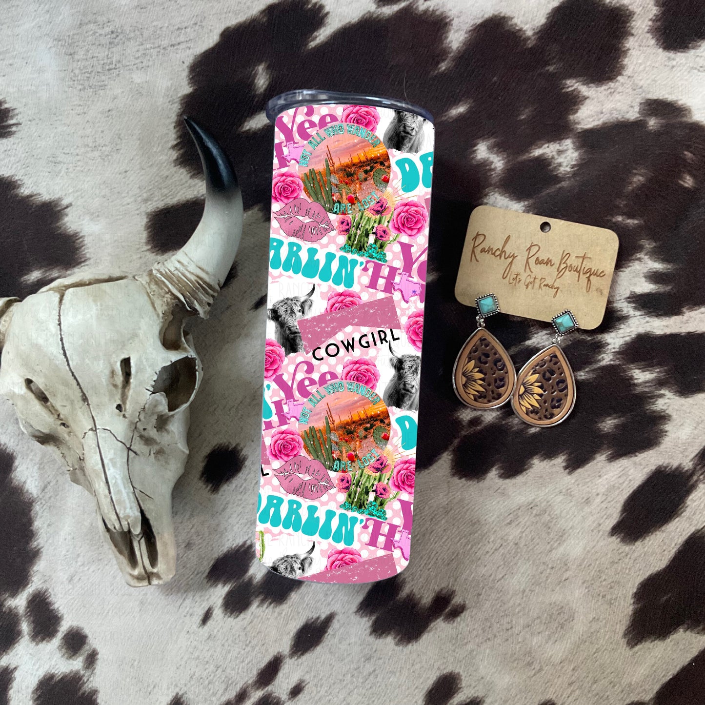 Darlin Cowgirl Highlander Western 20oz Skinny Tumbler