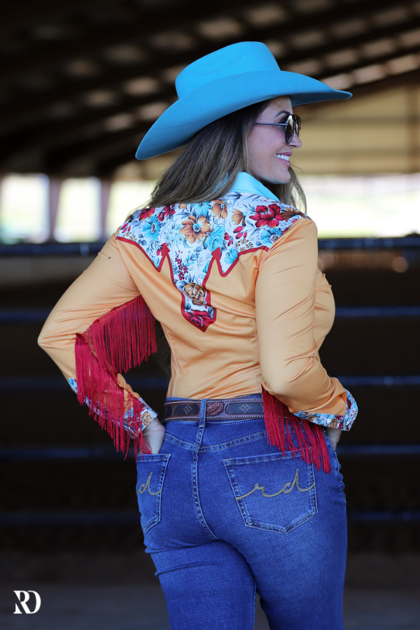 Vintage Yoke Fringe Rodeo Shirt With Three Button Front Durable Performance Fabric
