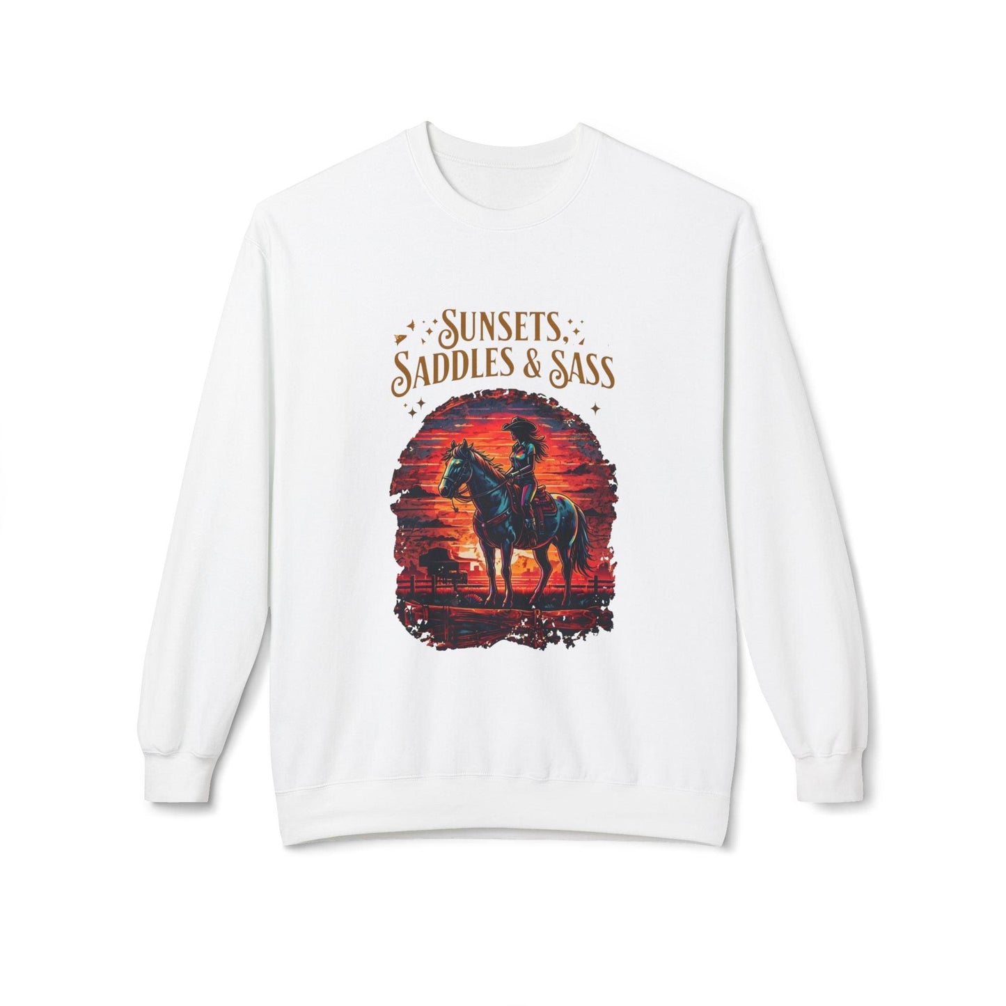 Sunsets Saddles and Sass Softstyle Fleece Crewneck Sweatshirt