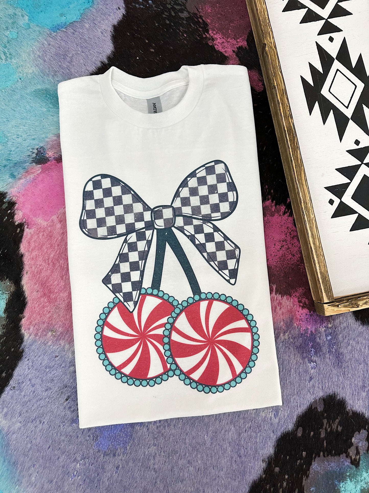 Candy Cane Bow TEE or CREWNECK