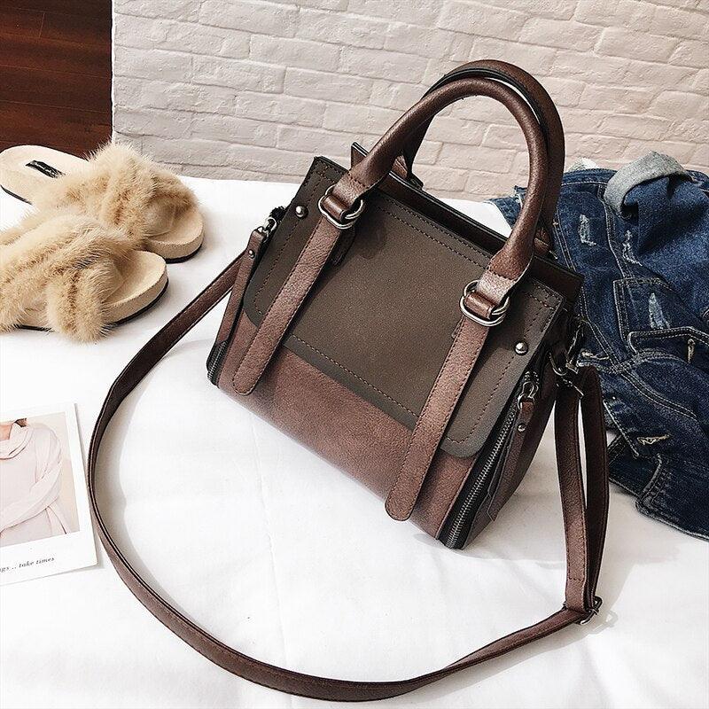 Vintage Leather Handbag Shoulder Bag | Luxury Handcrafted with Zipper Closure