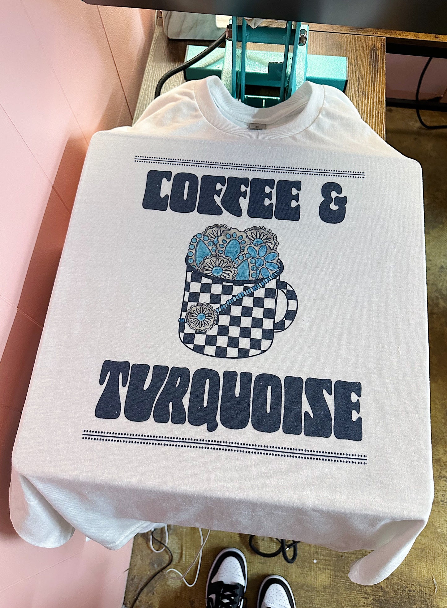 Coffee & Turquoise TEE or CREWNECK