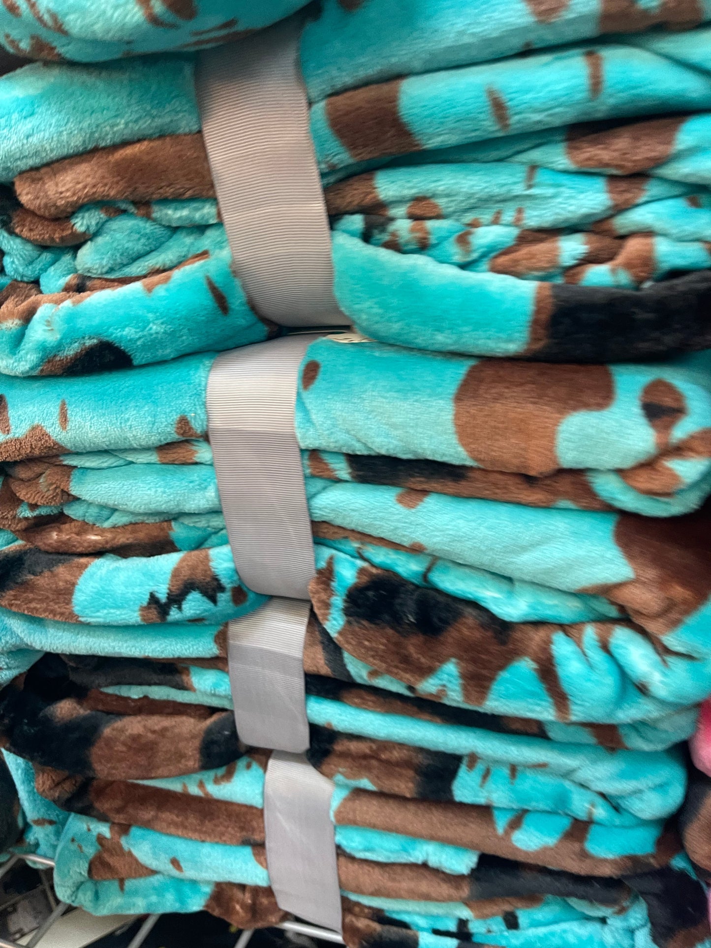 Twin Turquoise Cow Super Plush Blanket