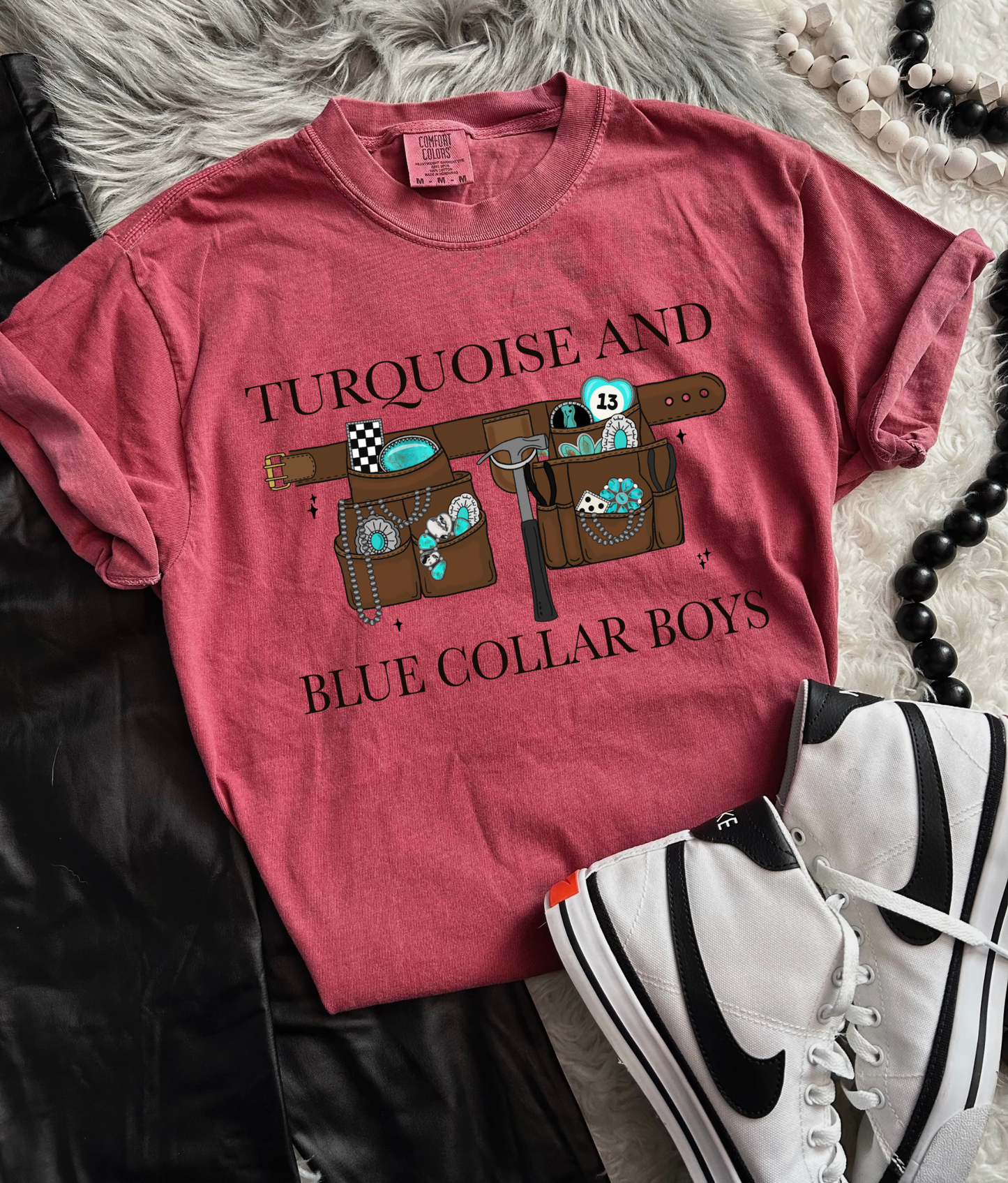 Turquoise and Blue Collar Boys Tee