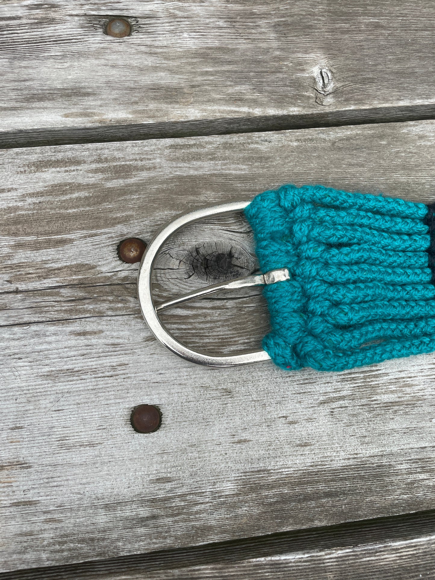 Pony / Mini 9 strand western teal rope girth with center D rings