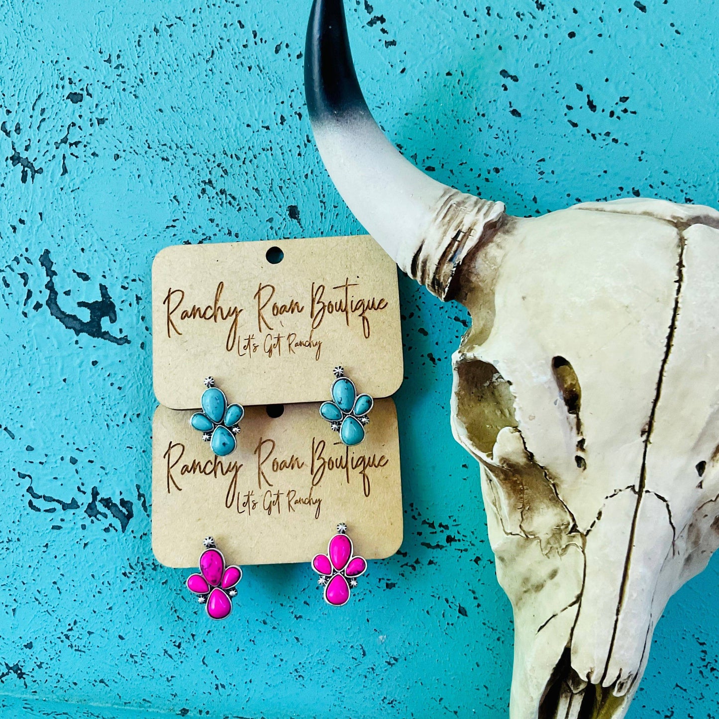 Turquoise Tri Stone Western Studs