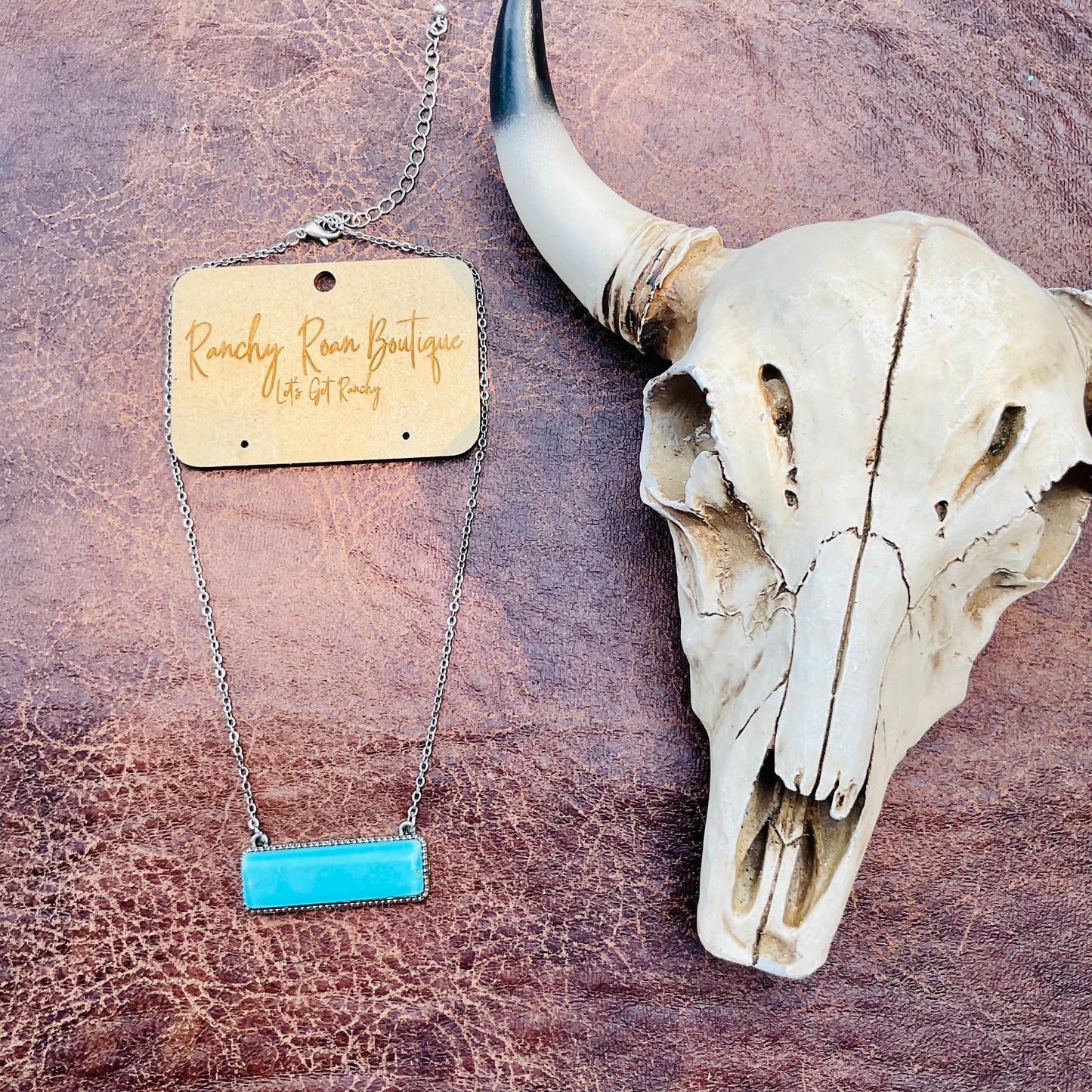 Western Rectangle Stone Turquoise Necklace