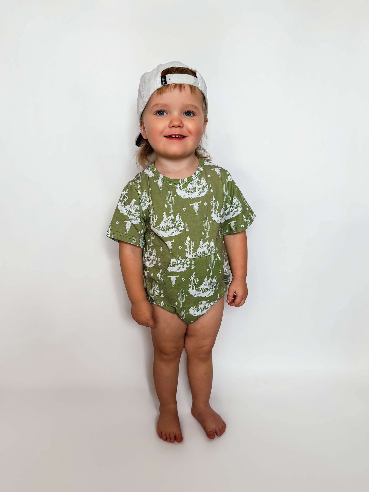 Green Western Bubble Romper (FINAL SALE)