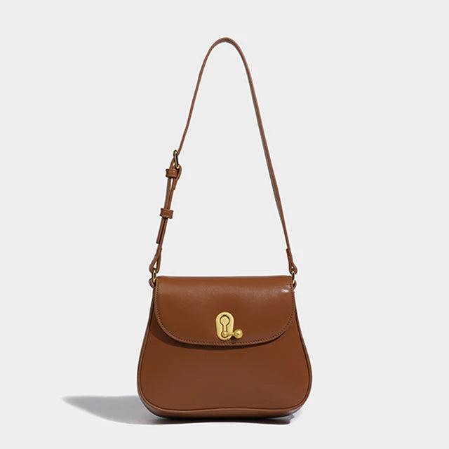 Luxury Retro Cowgirl Saddle Bag | Genuine Leather Brown Handbag