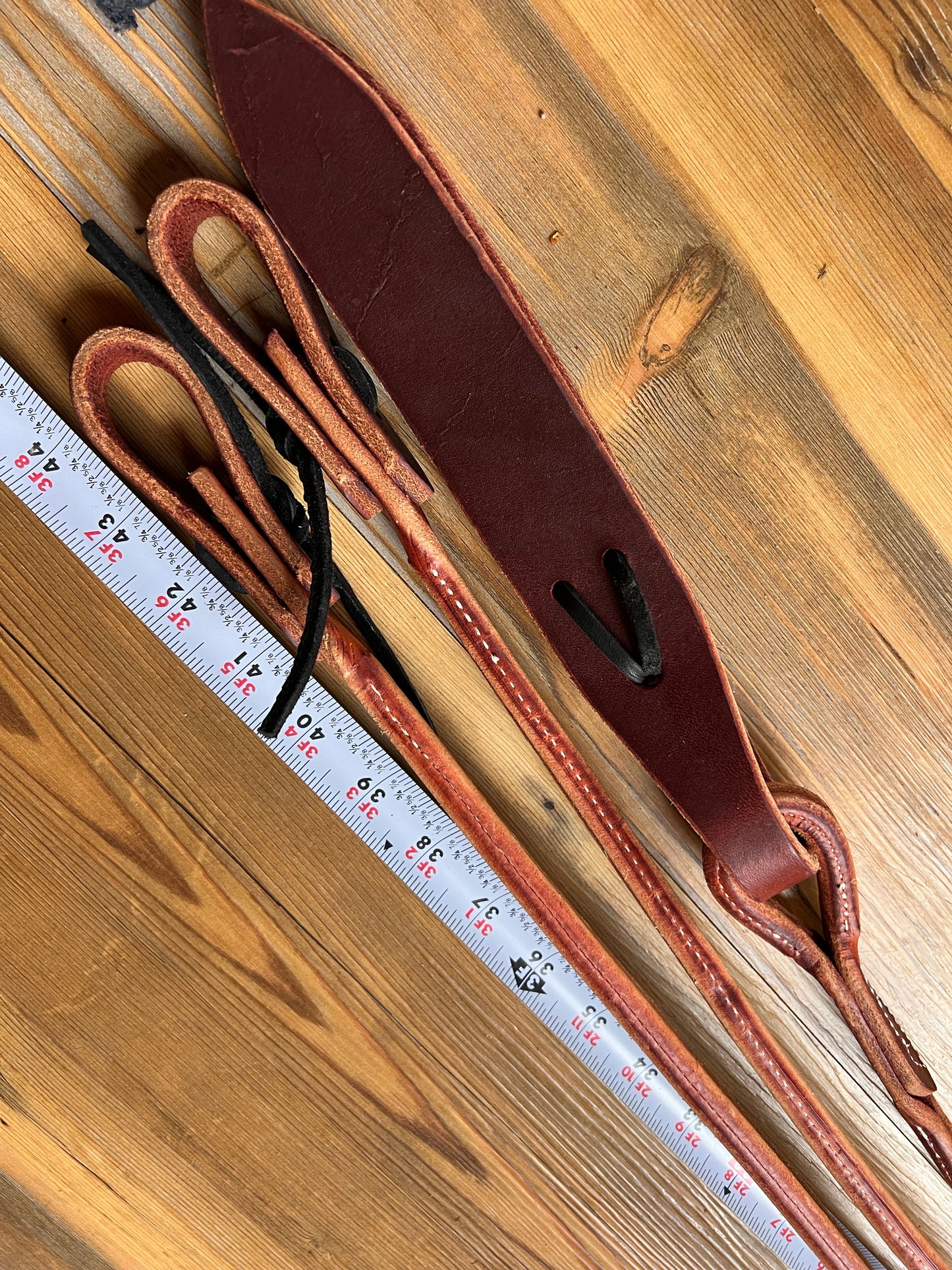 Harness Leather Romal Reins with Popper. Made in the USA