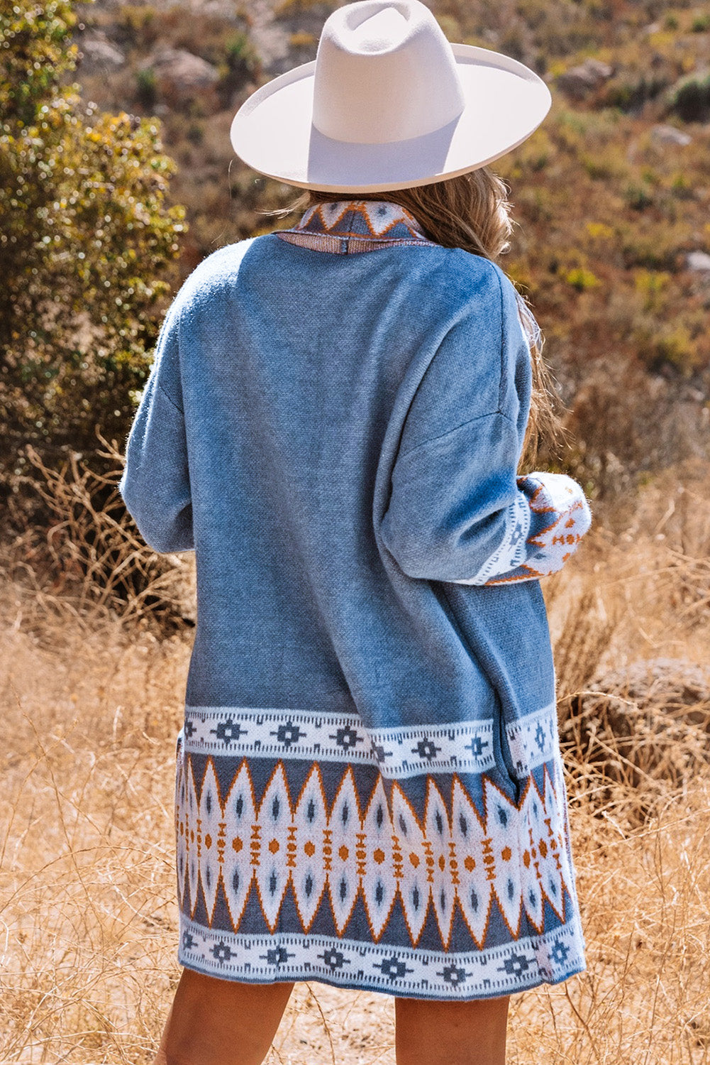 Geometric Print Knit Cardigan