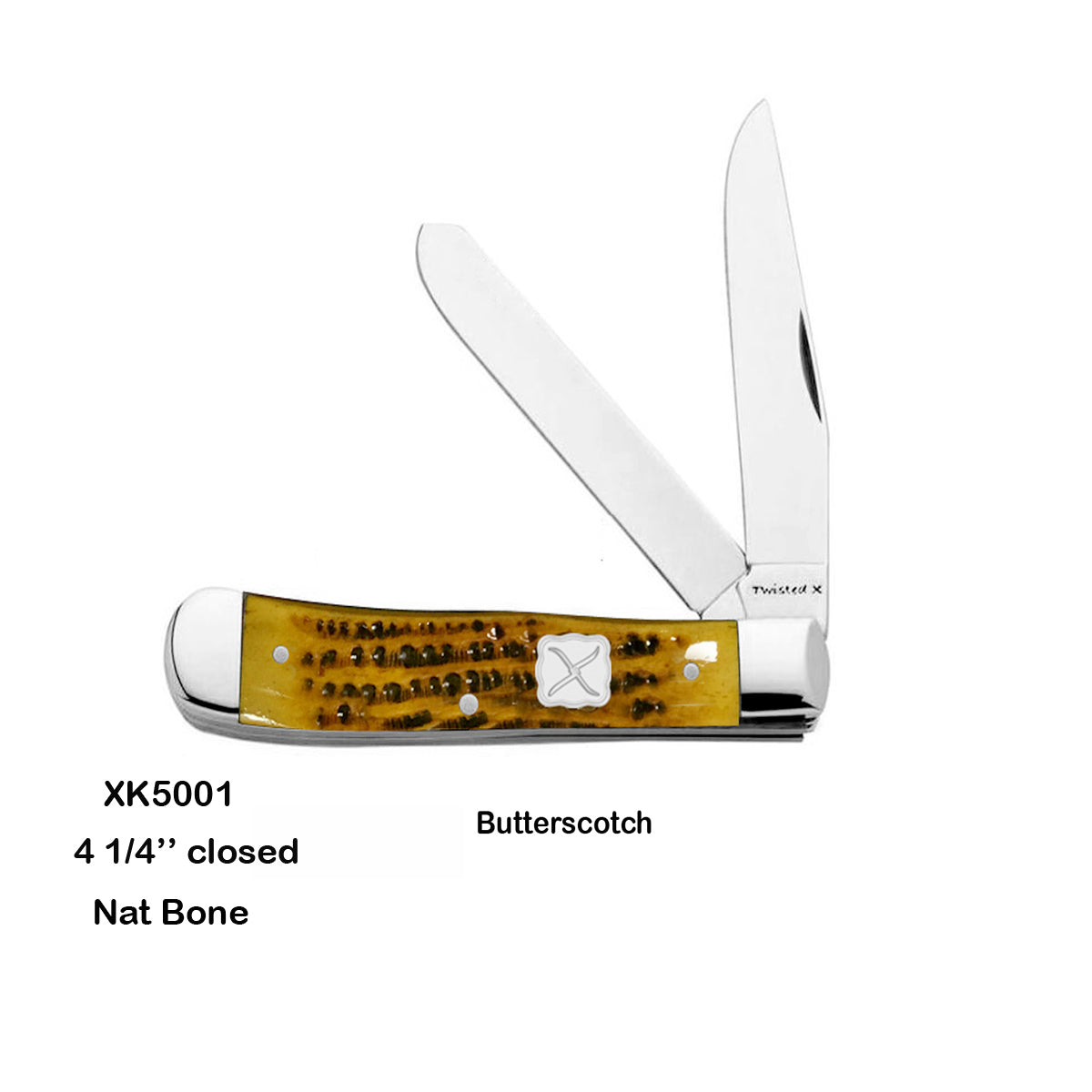 TWISTED X KNIFES- 4 1/4" CLOSED BUTTERSCOTCH TRAPPER