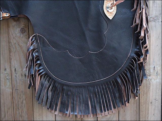 Hilason Western Bull Riding Chinks Chaps Pro Rodeo Bronc Leather Black