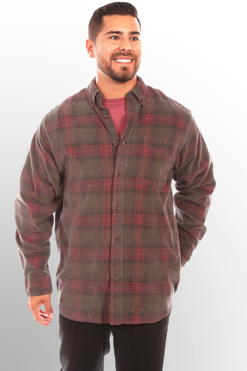 Corduroy Plaid Shirt - 5277