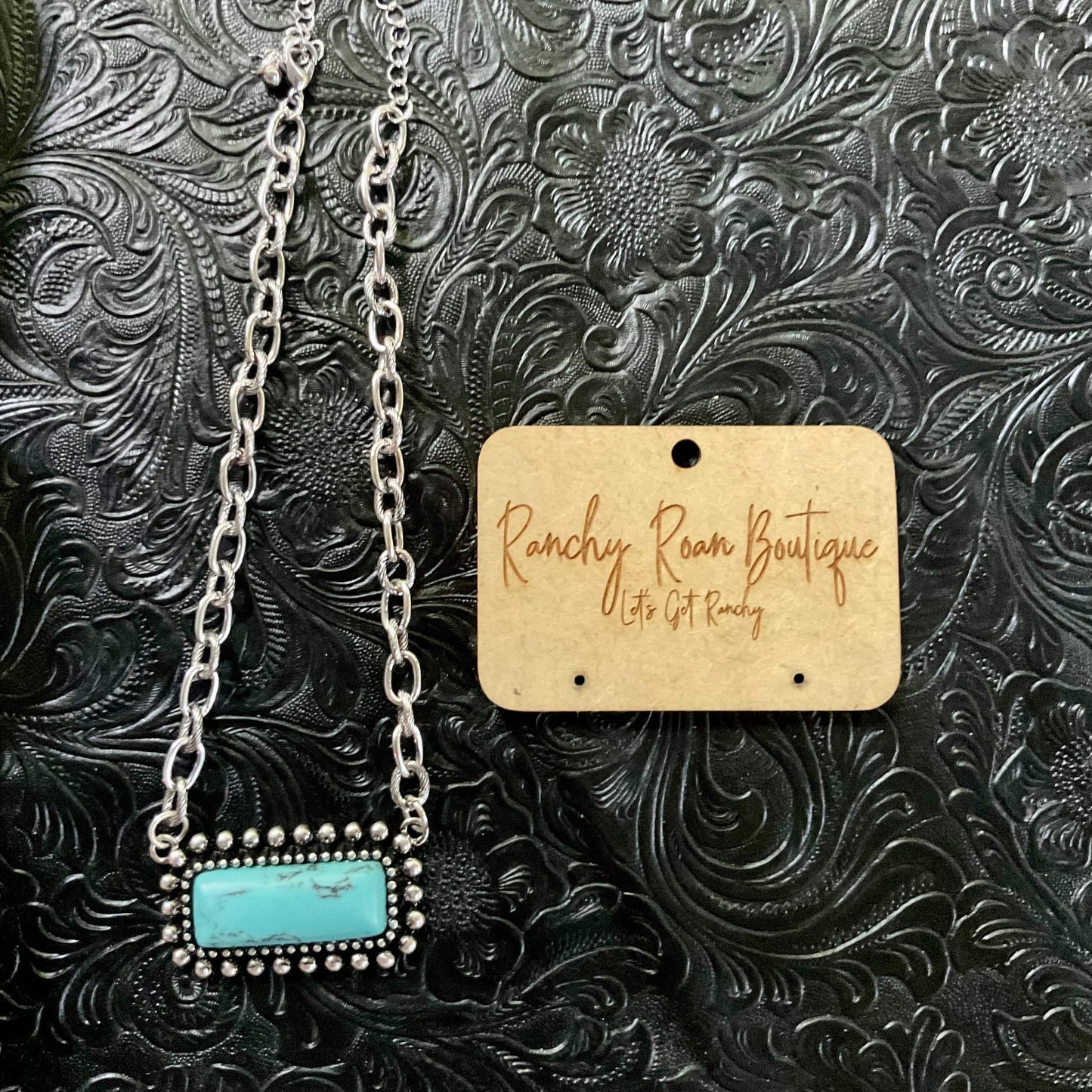 Stone Bar Pendant Turquoise Western Choker