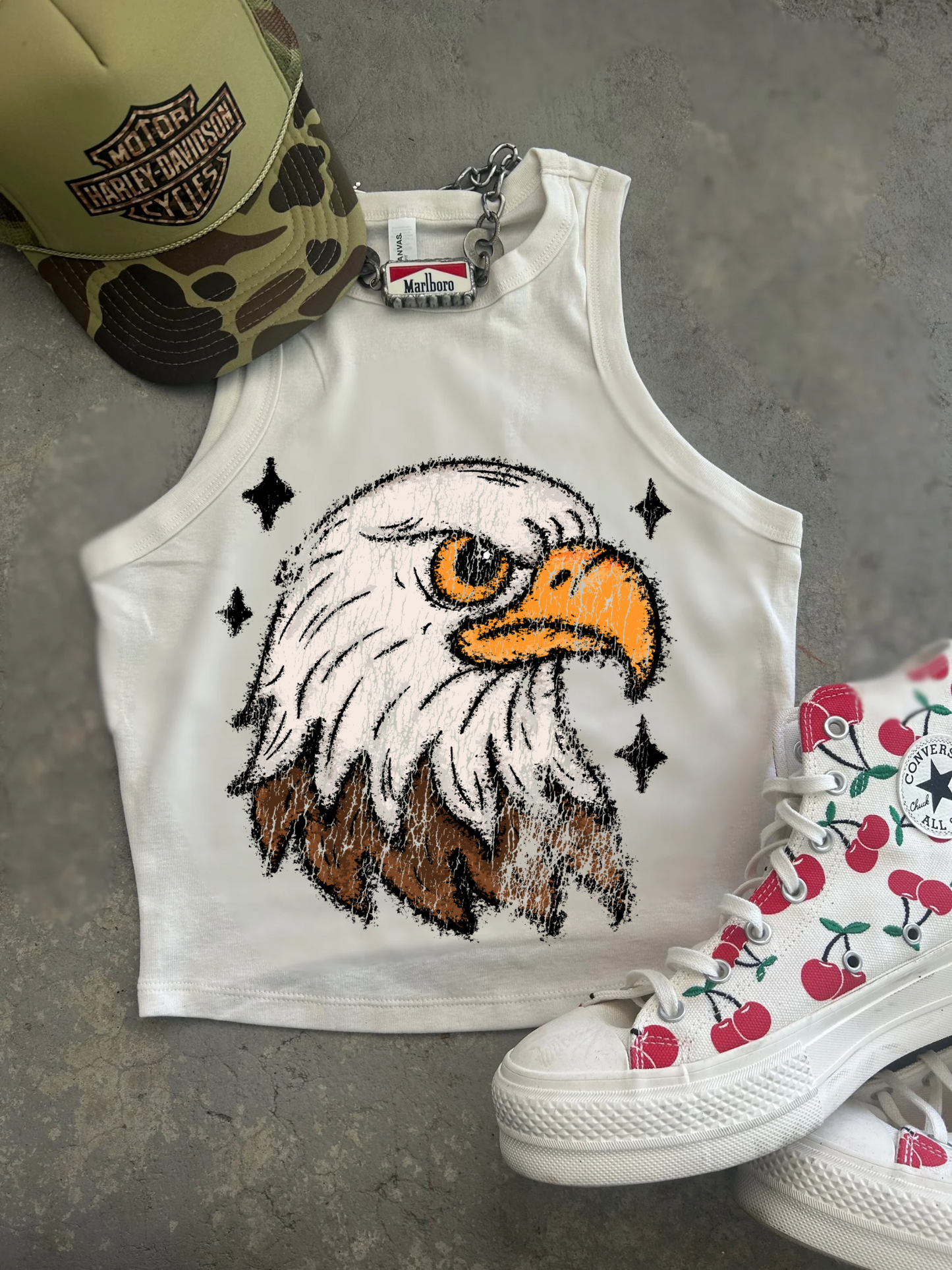 Vintage Eagle Ribbed Racer Tank
