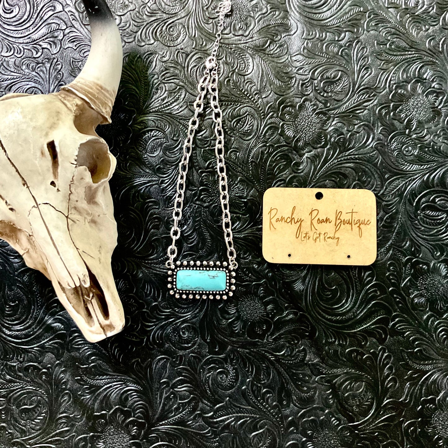 Stone Bar Pendant Turquoise Western Choker