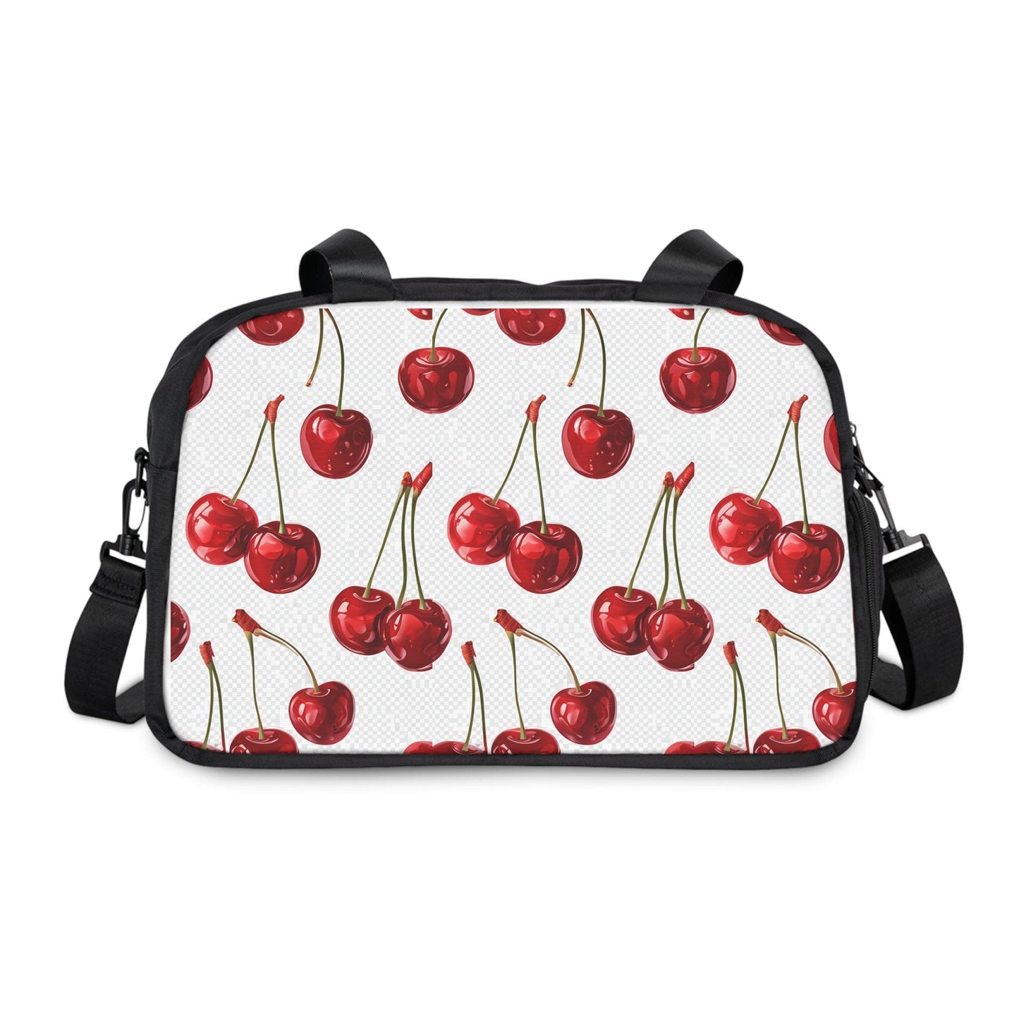 Sweet & Stylish Womens White Cherry Print Fitness Handbag