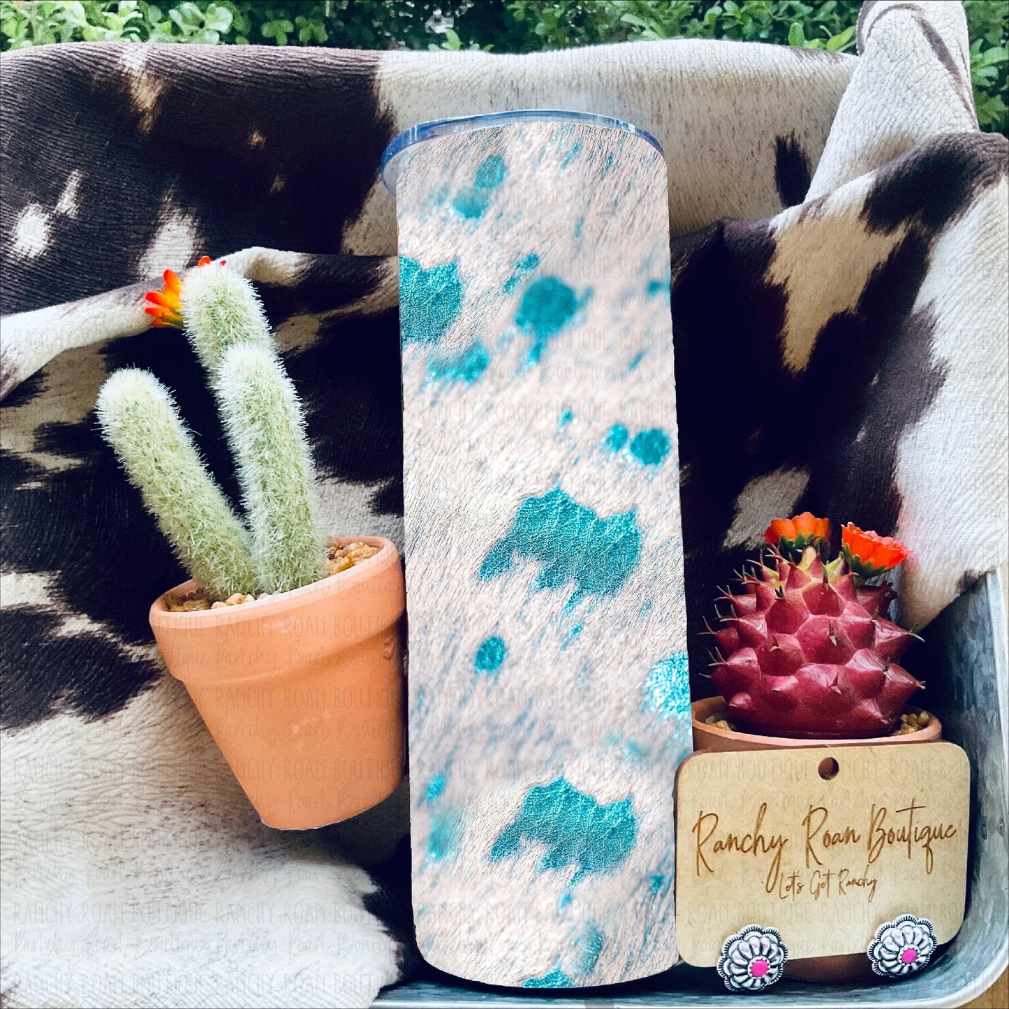 Acid Wash Cowhide 20oz Skinny Tumbler