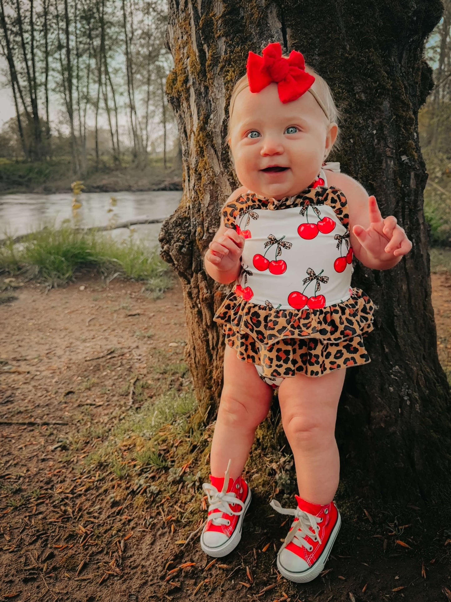 Cherry-licious Ruffled Swim Suit (FINAL SALE)
