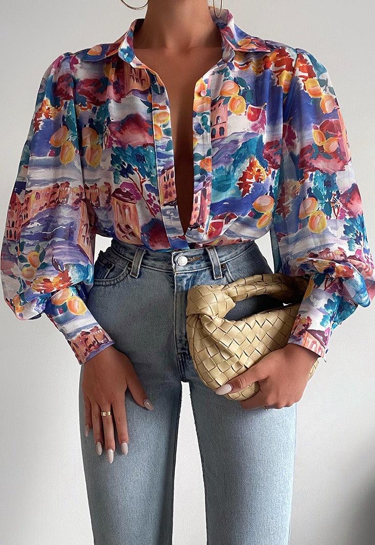 Long Sleeved Single Breasted Casual Top | Colorful Cowgirl Fashion for Every Day
