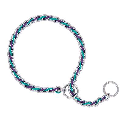 PURPLE/TURQ 20'' Laced Chain Slip Collar, 3.9 mm