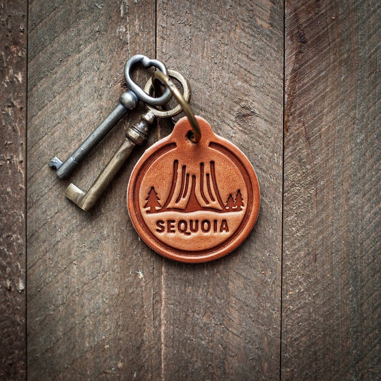 Sequoia National Park Leather Keychain Circle