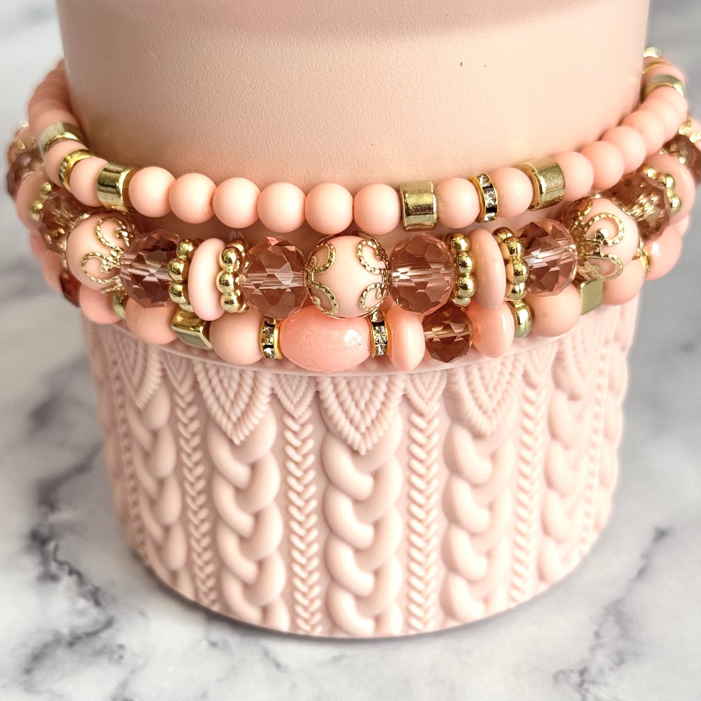 Peachy Pink Tumbler Bracelet Stack -fits 30-40oz