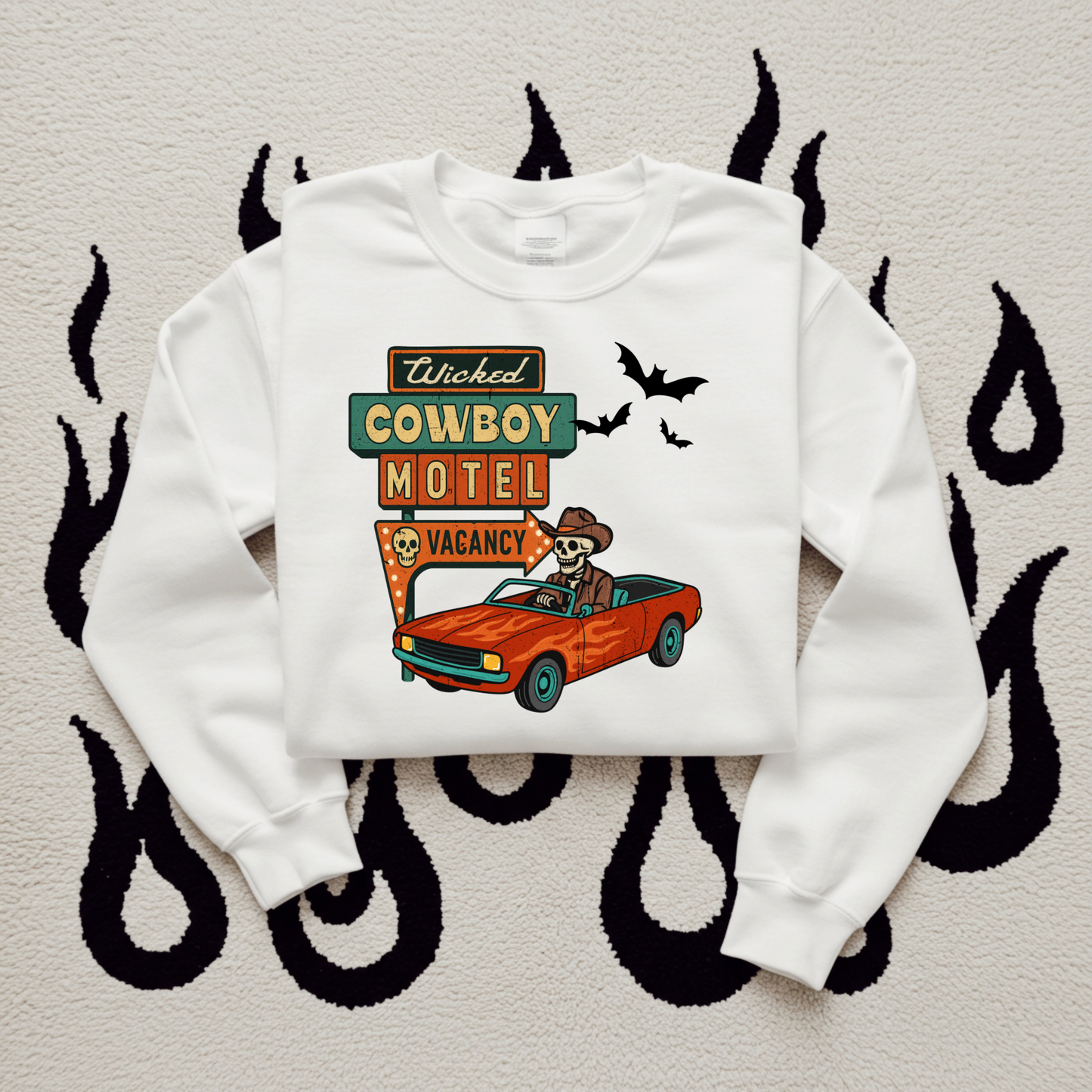 Wicked Cowboy Motel Tee or Crewneck