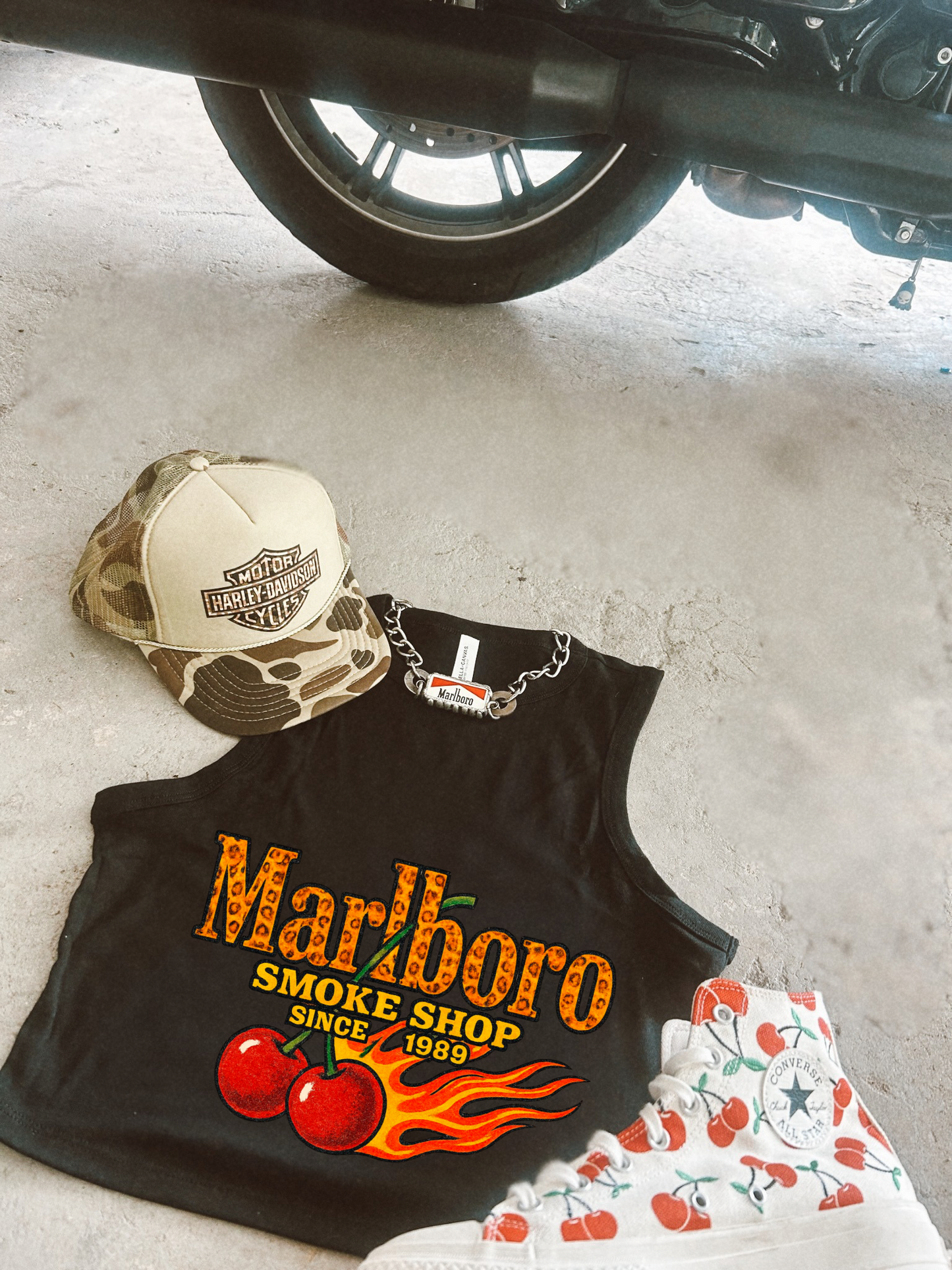 Marlboro Smokeshop Ribbed Racer Tank